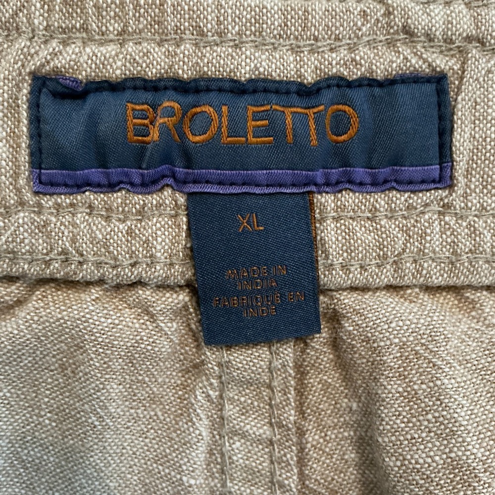 Broletto Linen Shorts Men's XL Beige Drawstring Zip Fly Summer Casual - Picture 4 of 8